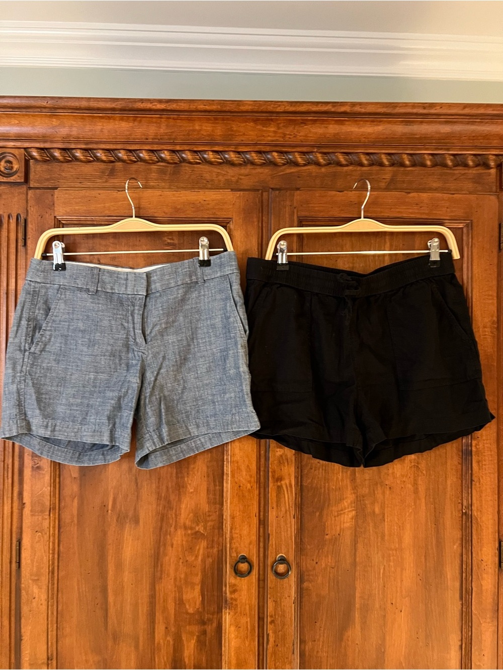 JCrew Shorts |Set of 2| NWOT Black Drawstring SZ M | Preowned Chambray SZ 4